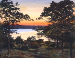 Sunset over Georgica Pond, 1985, Oil on Canvas